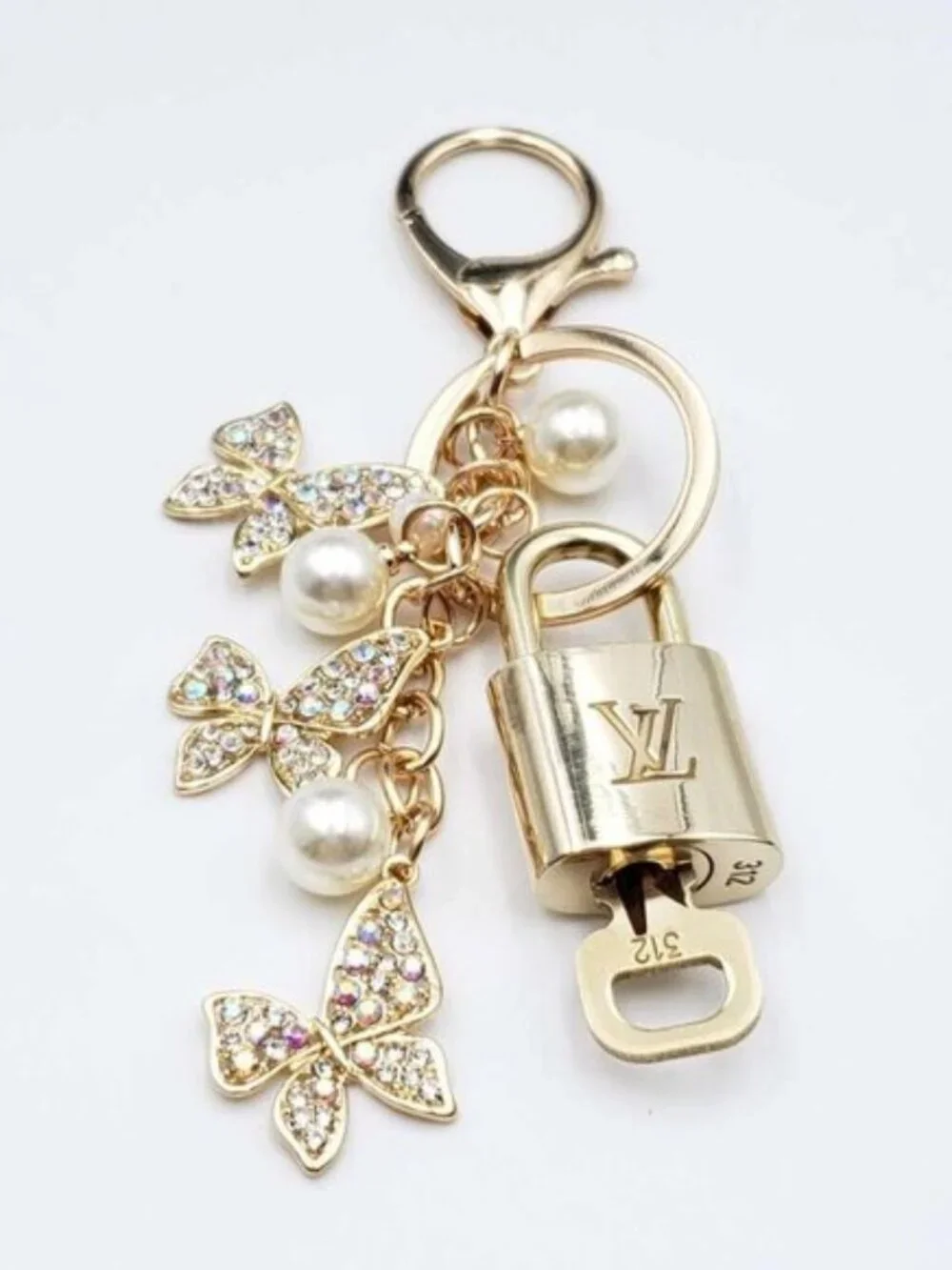 Authentic Louis Vuitton Gold Padlock & Key 🔒 LV Bag Charm Unbranded Keychain